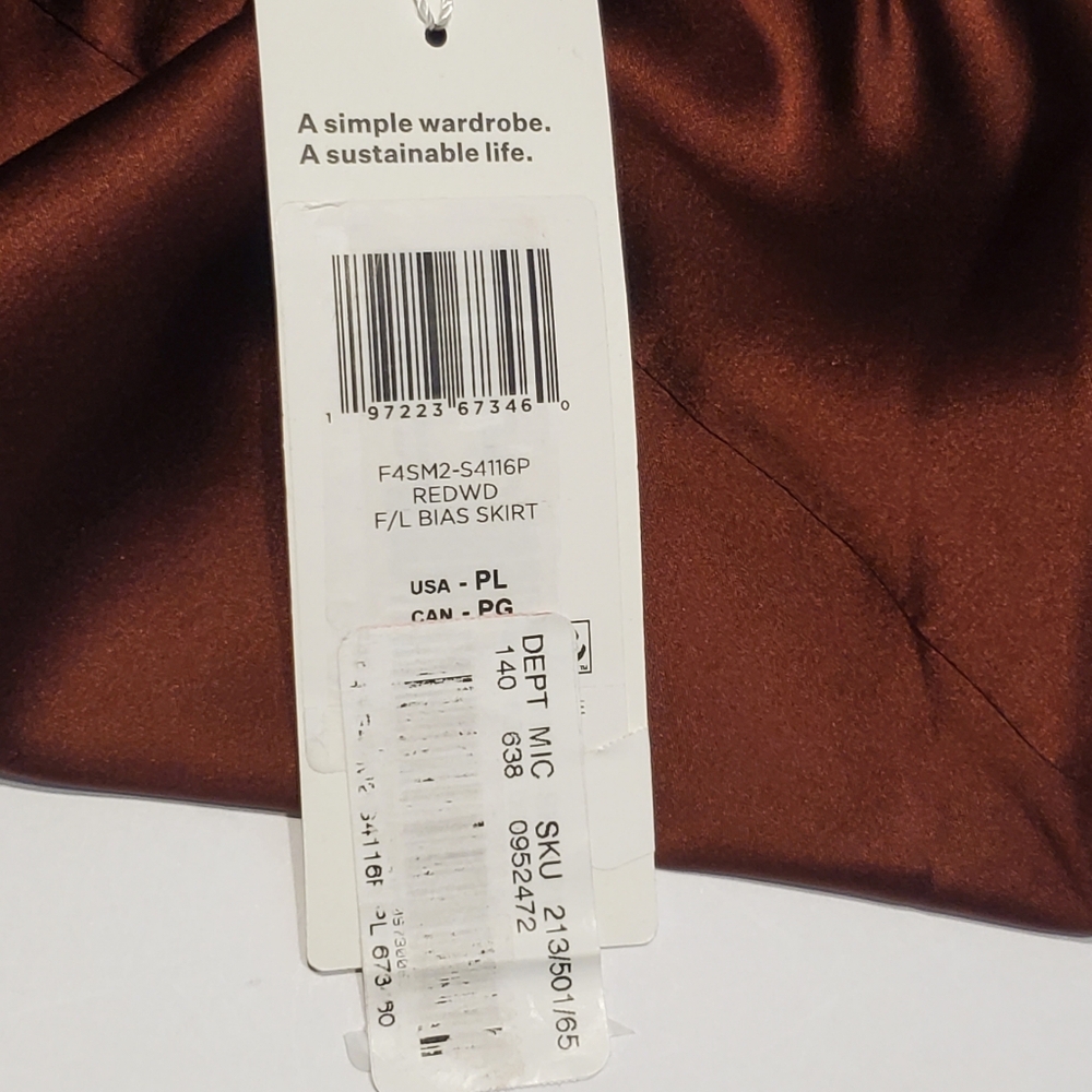 Eileen Fisher Maxi Skirt Size S/LP Redwood Stretch Charmeuse Bias Silk Ret $278 - Picture 8 of 13